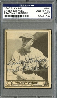 1940 Playball Casey Stengel Autographed Card